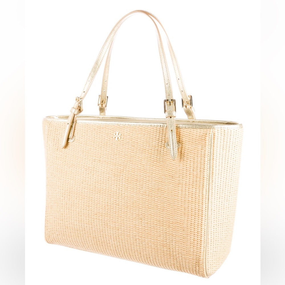 Straw Tory Burch York Buckle Tote